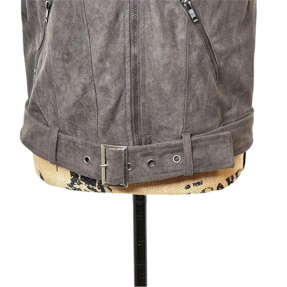 ASTR Women's Regular Suede Moto Jacket Vest Size Medium Gun Metal Gray - Picture 15 of 16